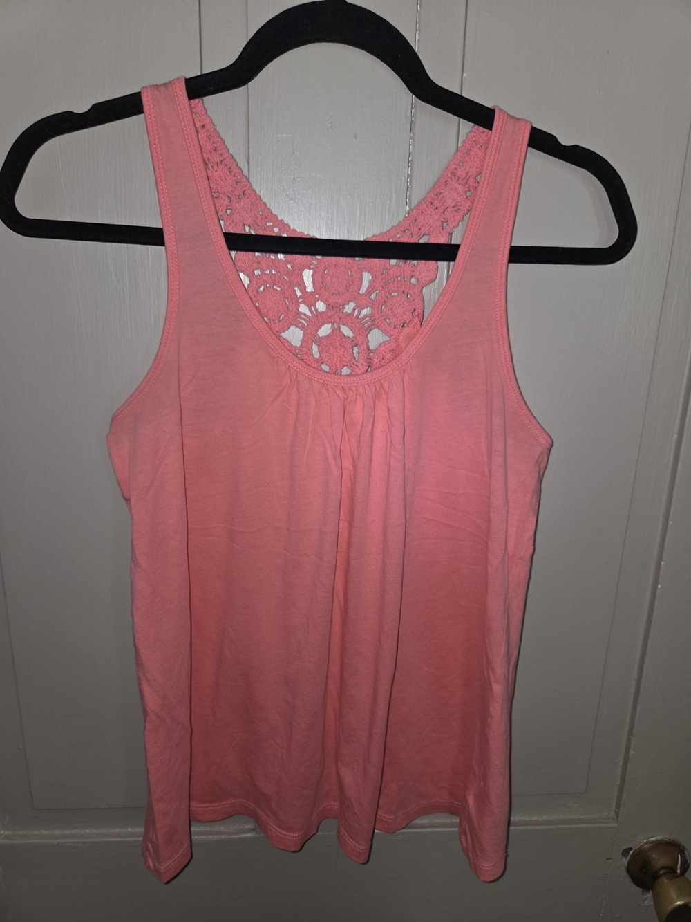 Old Navy Coral Crochet-Back Tank Top